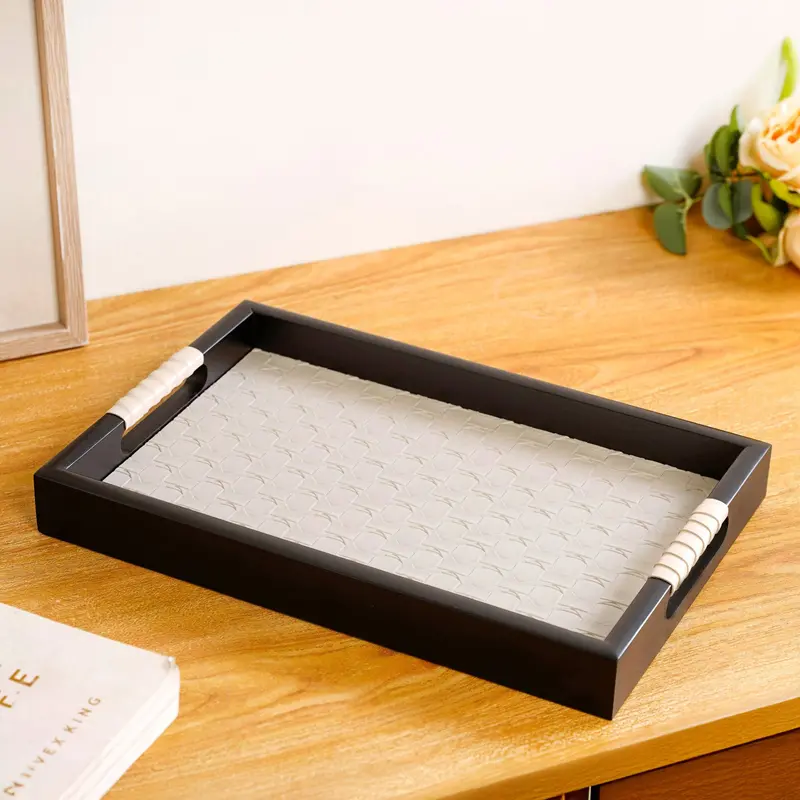 Compact Beige Luxe Tabletop Organizer Tray 1