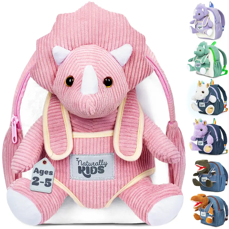 Compact Dinosaur Backpack For Toddlers With Pink Triceratops Plush — Lightweight & Safety-Enhanced Design 1