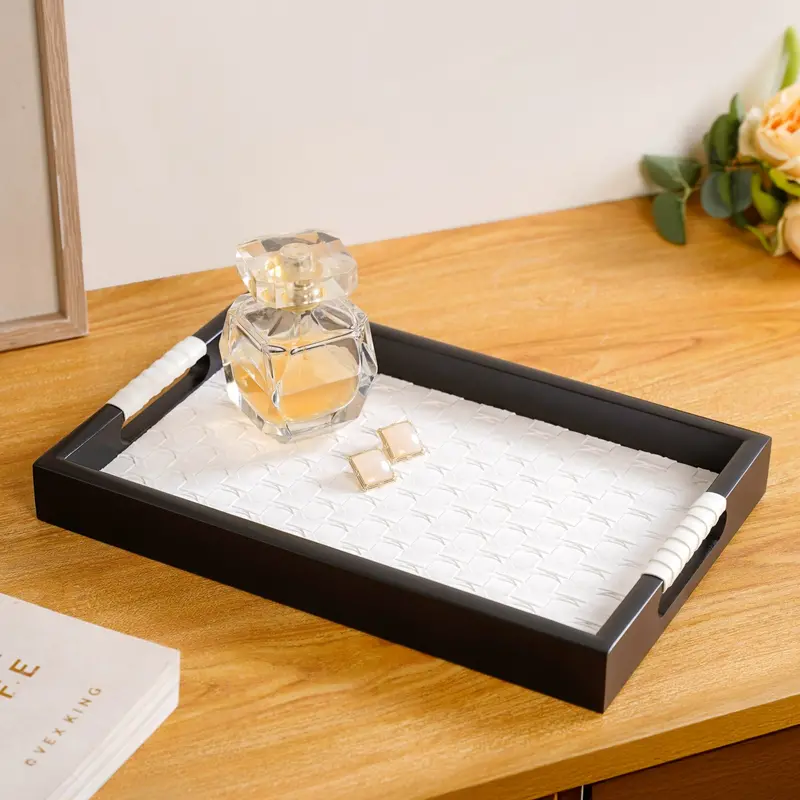 Compact White Luxe Tabletop Organizer Tray 1