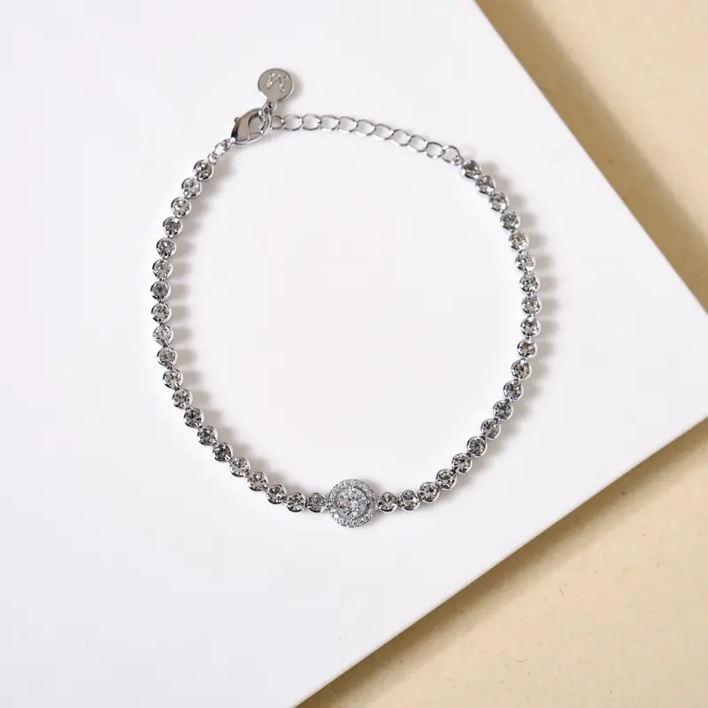 Crowned Charm Silver Link Bracelet 1