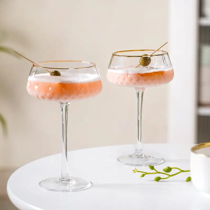 Crystal Cocktail Glasses With Gold Rim – Set Of 2, 320Ml Each 1