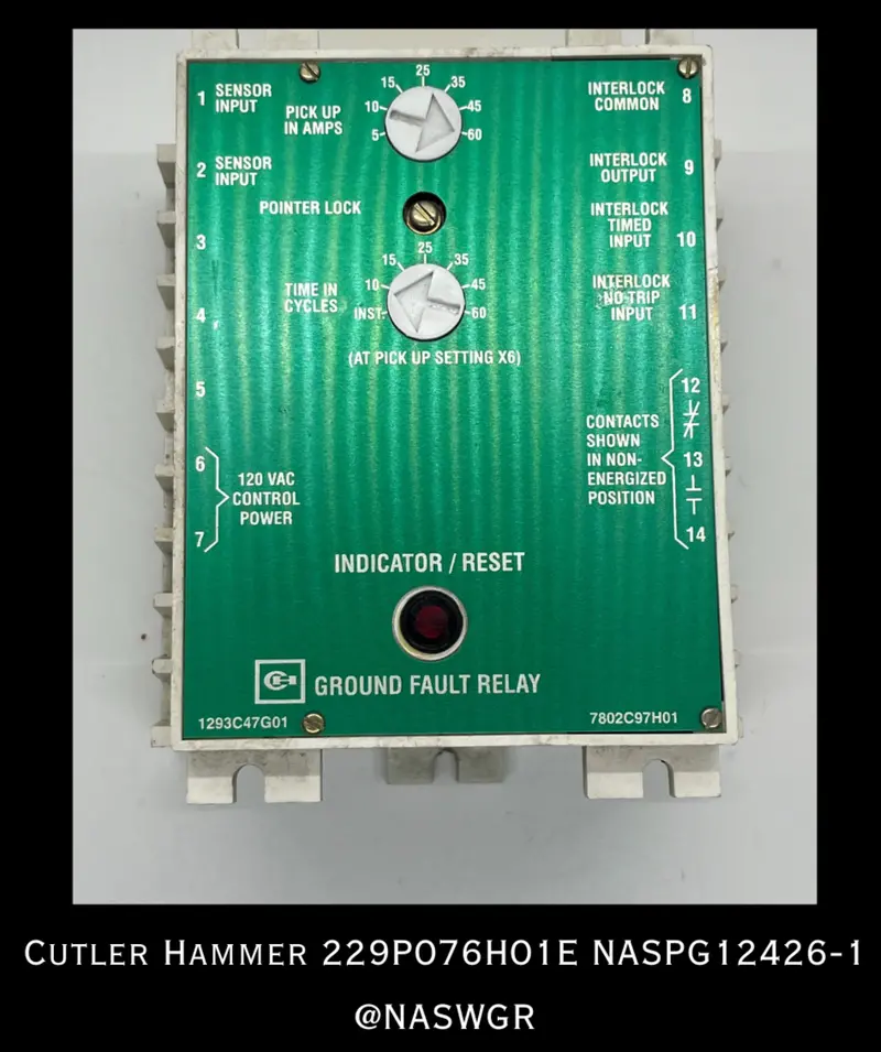 Cutler-Hammer 229P076H01E Ground Fault Protection Relay 1