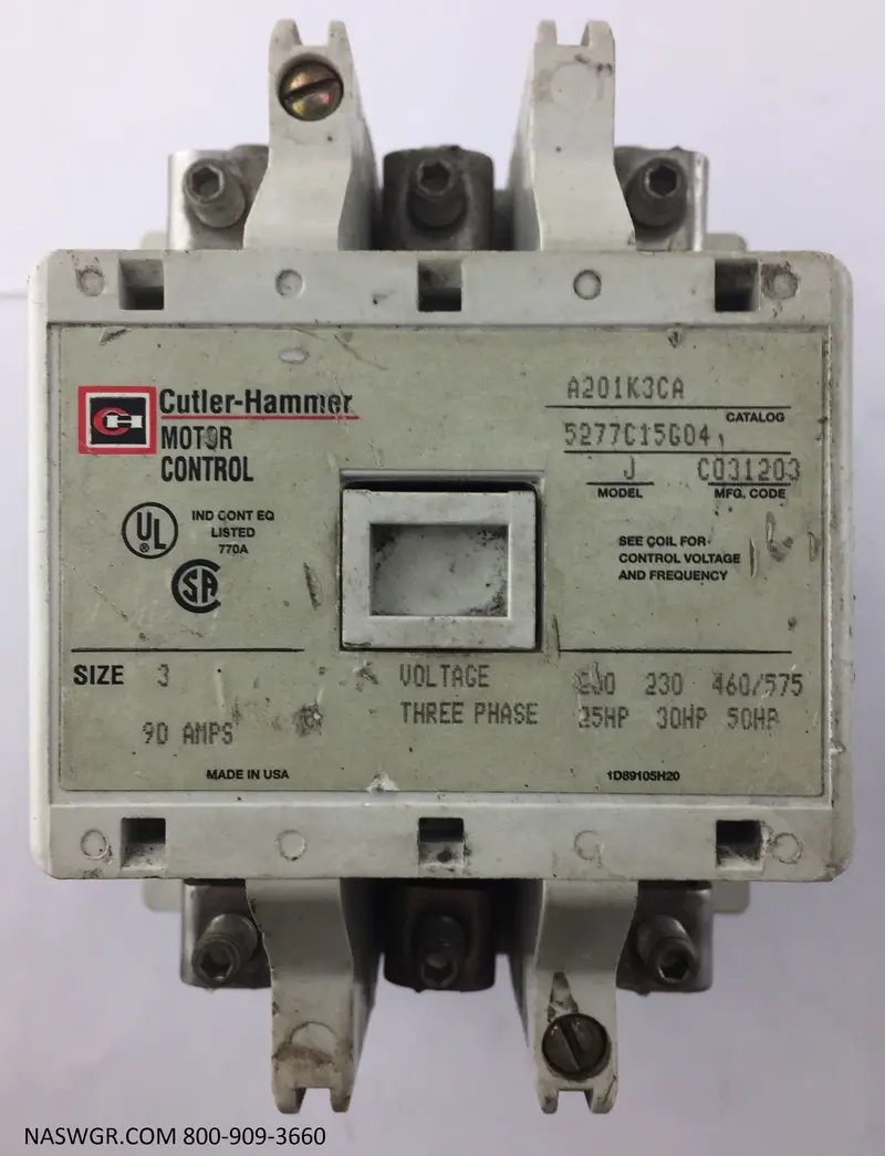 Cutler-Hammer A201K3Ca Electromechanical Contactor – 3-Pole 1