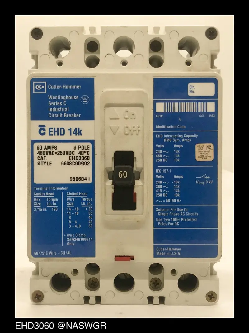 Cutler Hammer Ehd3060 60-Amp Molded Case Circuit Breaker 1