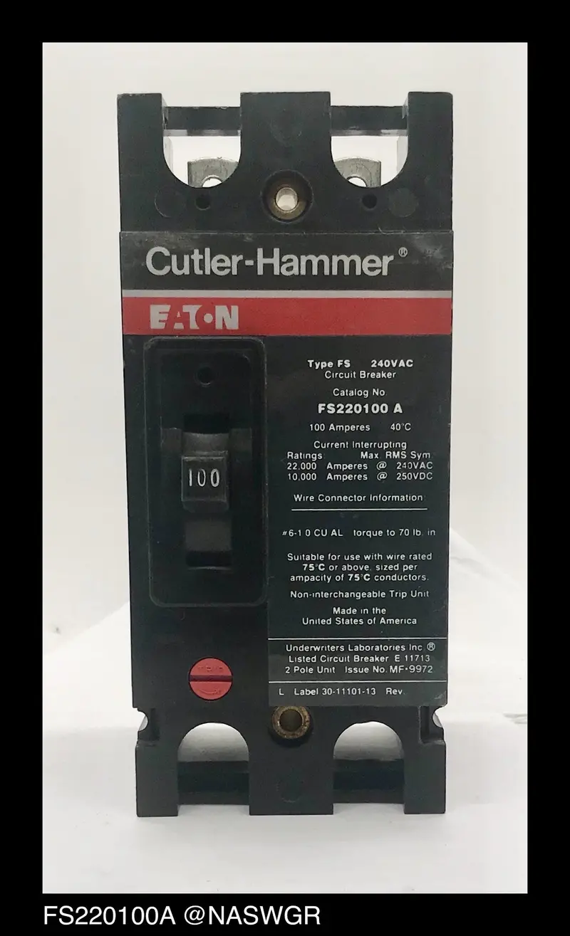 Cutler Hammer Fs220100A 100A Molded Case Circuit Breaker 1