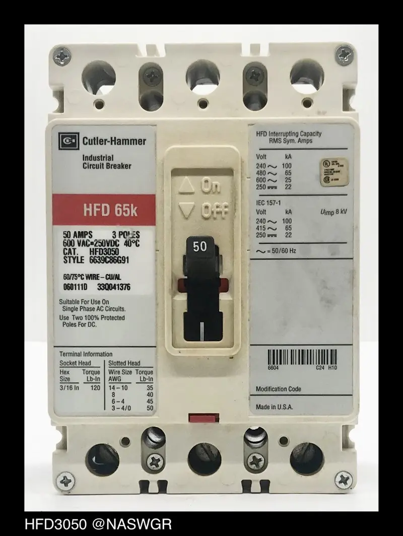 Cutler-Hammer Hfd3050 Molded-Case Circuit Breaker — 50-Amp Rating 1