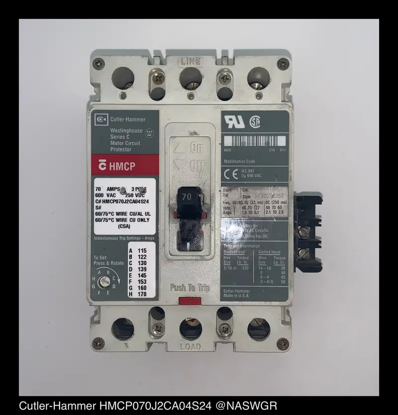 Cutler-Hammer Hmcp070J2Ca04S24 Motor Circuit Protector – 70A 1