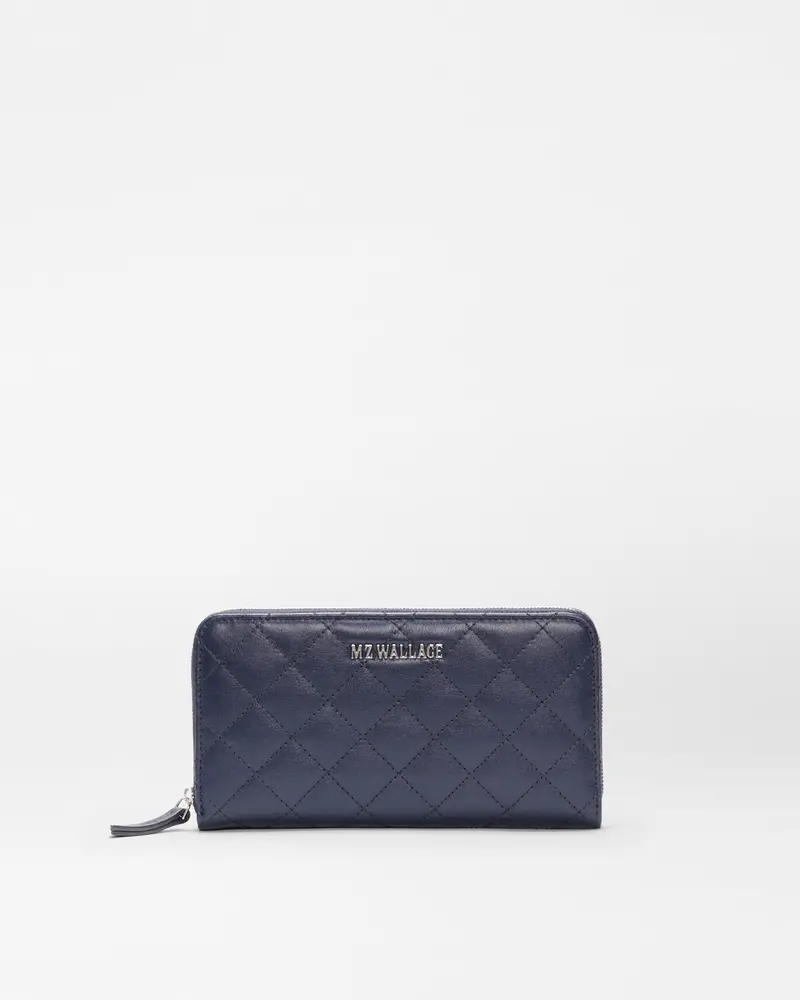 Dark Navy Long Round Zip Wallet With Expanded Compartment Space 1