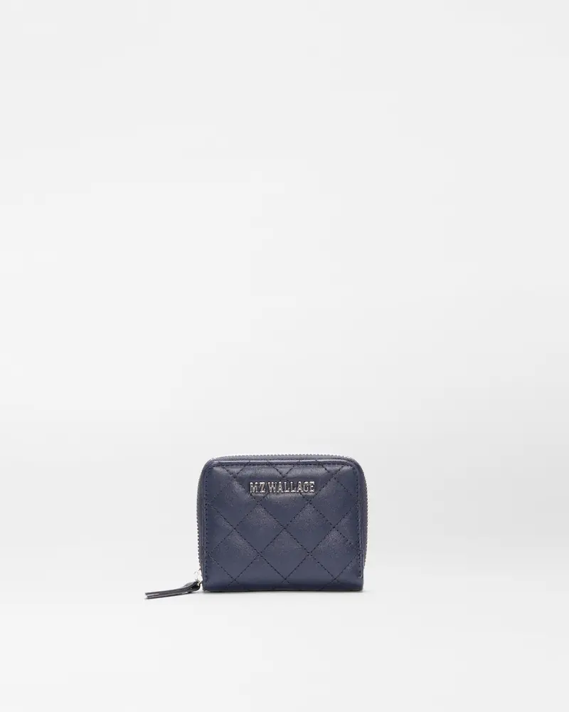 Dark Navy Small Round Zip Wallet For Minimalist Storage 1