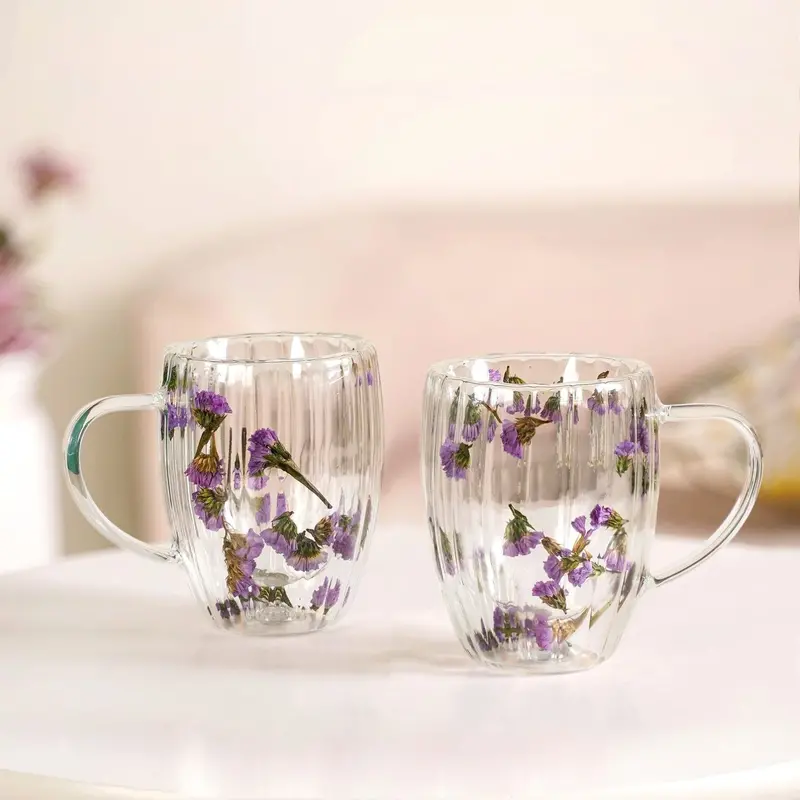 Dark Petal-Inspired Double-Walled Ceramic Brew Mug Set – 2-Pack (350Ml) 1