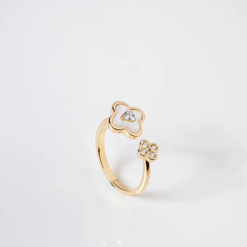 Delicate Ethereal Bloom Gold Bypass Ring 1
