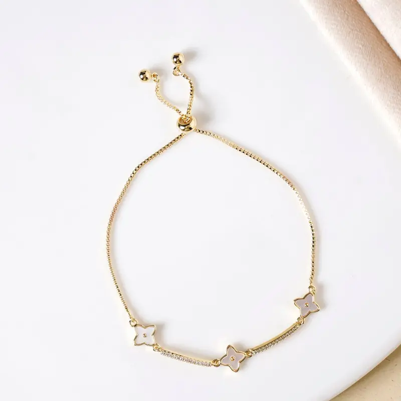 Delicate Floral Bloom Chain Bracelet In 14K Gold 1
