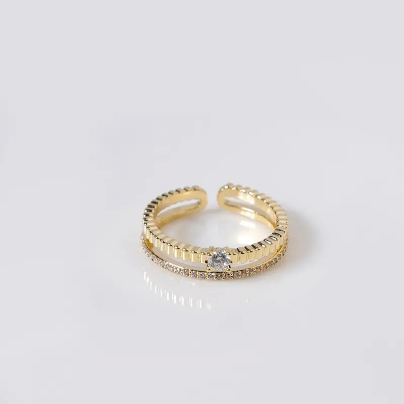 Dual-Tone Gold Harmony Stack Ring 1