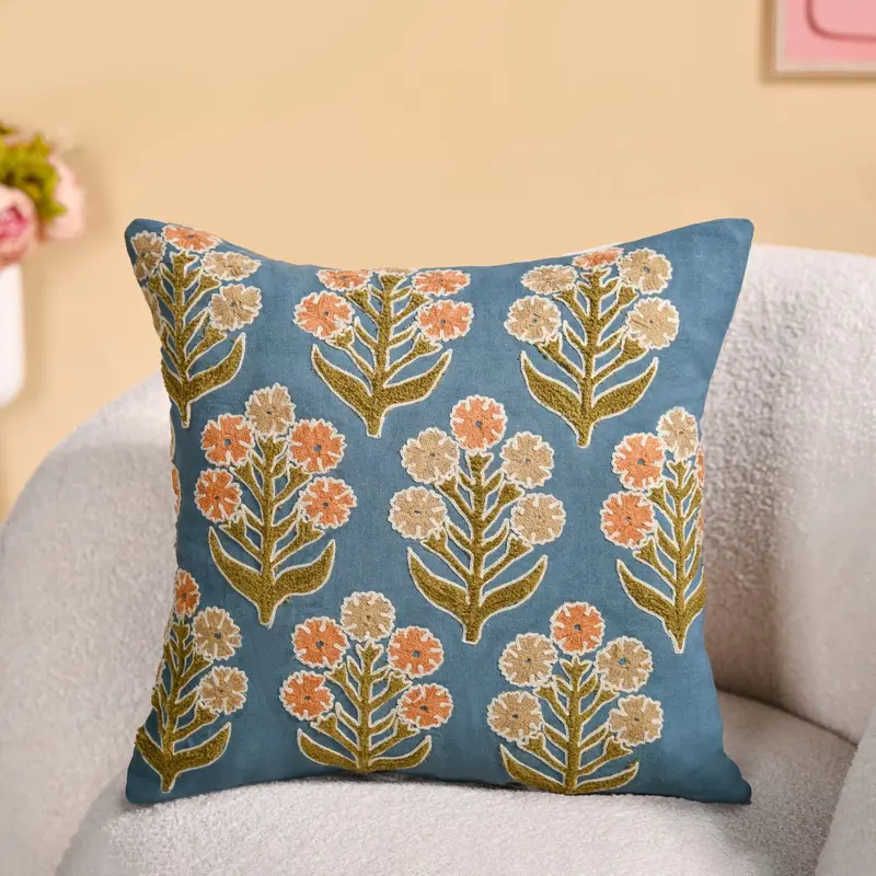 Earthy Botanical Stitched Cushion Cover – 40X40Cm 1