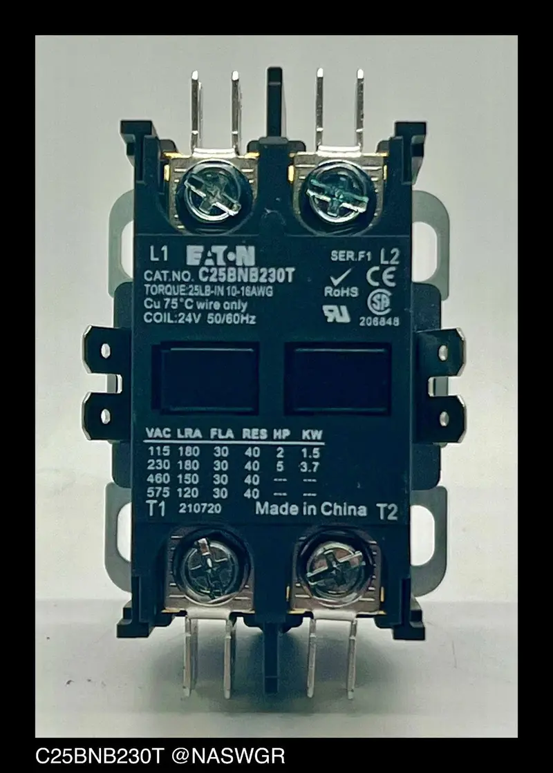 Eaton C25Bnb230T Definite-Purpose Contactor – 24V Ac Coil, 30A Load, Unused Surplus 1