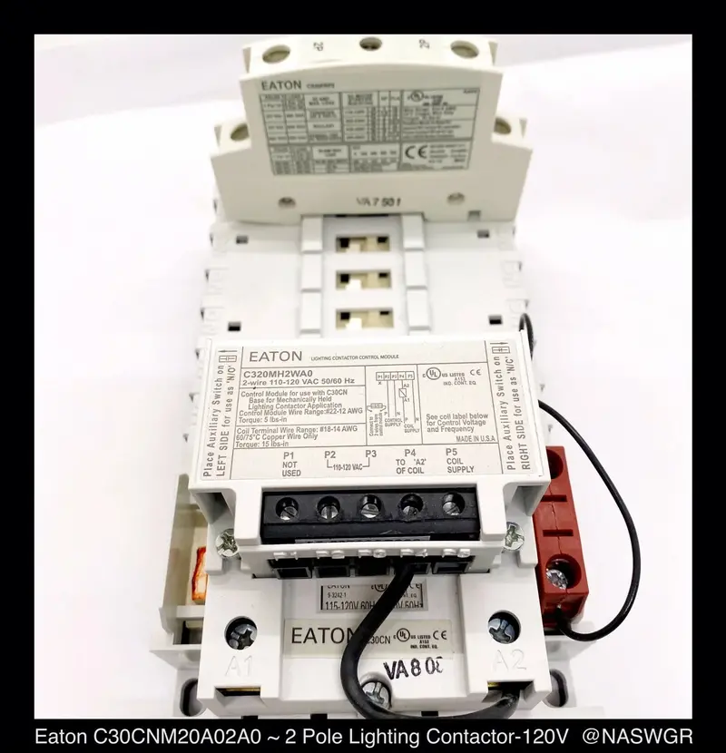 Eaton C30Cnm20Ac2A0 Mechanically Held Lighting Contactor – 120V Coil, Unused Surplus 1