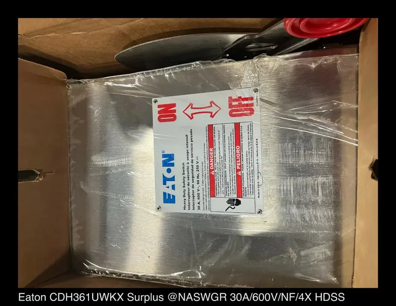 Eaton Cdh361Uwkx Heavy-Duty Safety Disconnect – 30A, 600V, 3-Pole, Nema 4X Enclosure 1