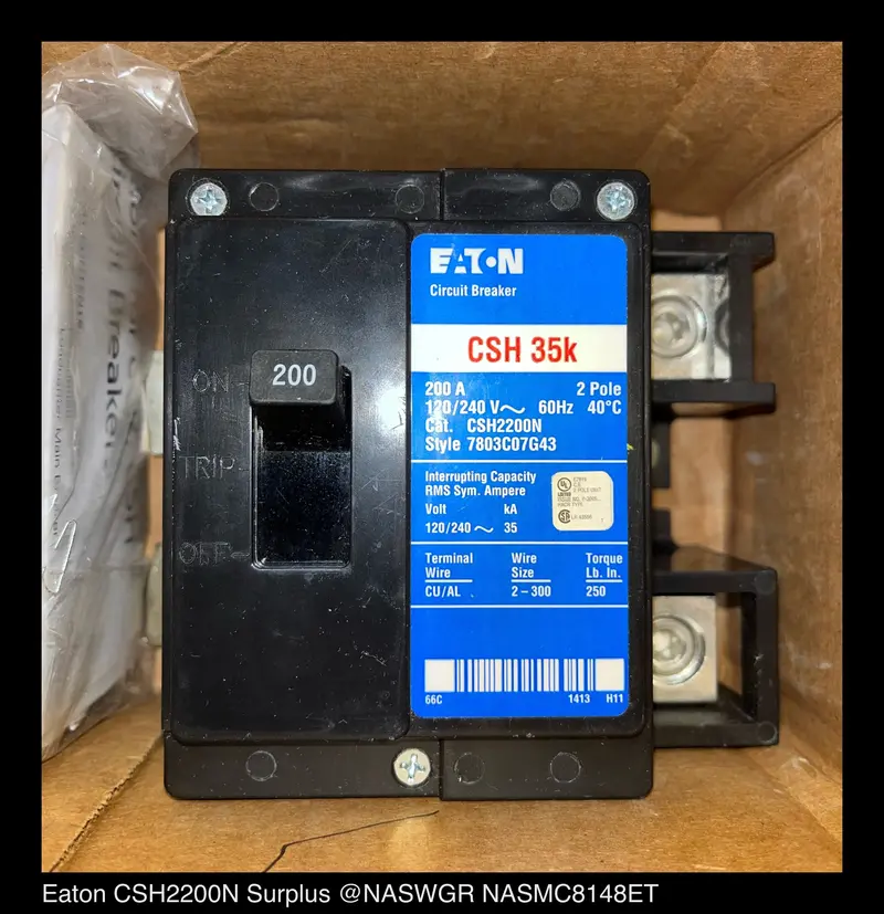 Eaton Csh2200N 200A Molded Case Circuit Breaker – Unused Surplus Inventory 1