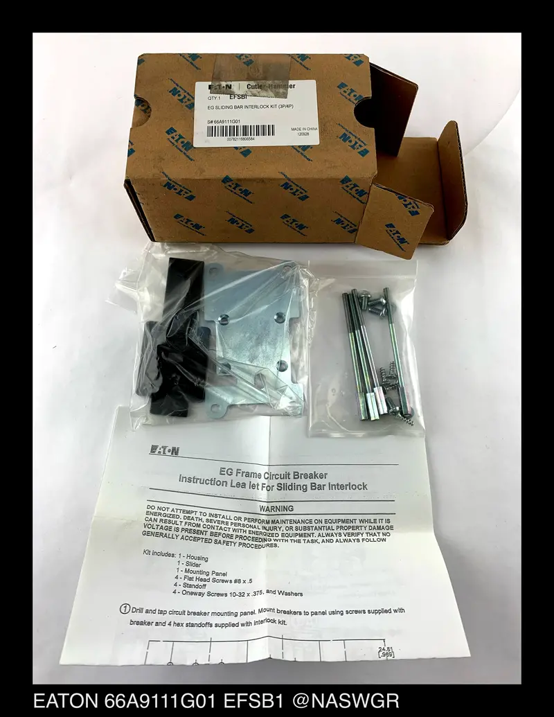 Eaton Cutler-Hammer Efsb1 Ed Sliding Bar Interlock Kit (66A9111G01, 3P/4P) 1