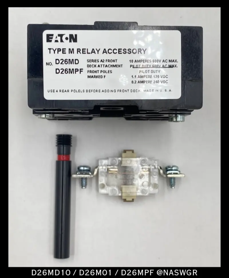 Eaton D26Md10/D26M01/D26Mpf Type M Front Deck Relay Accessory – 10A, 600V, Unopened 1