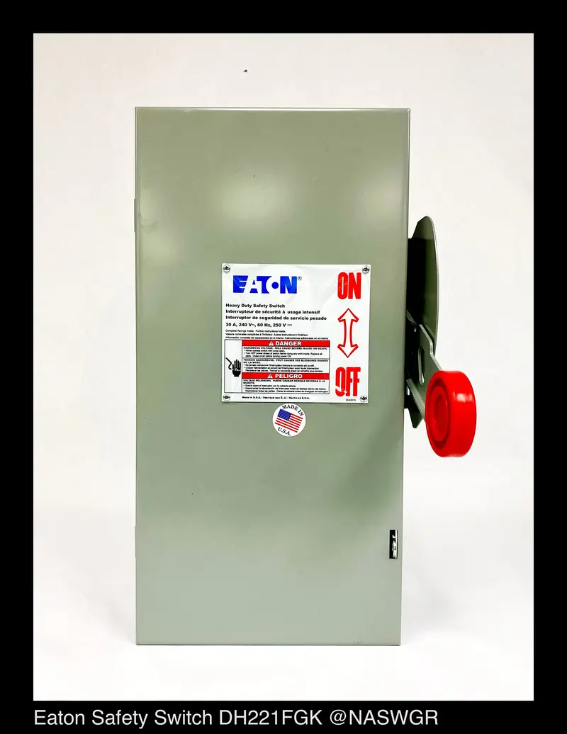 Eaton Dh221Fgk 30A 240V 2-Pole Heavy-Duty Safety Switch – Nema 1 Rated, Unused 1