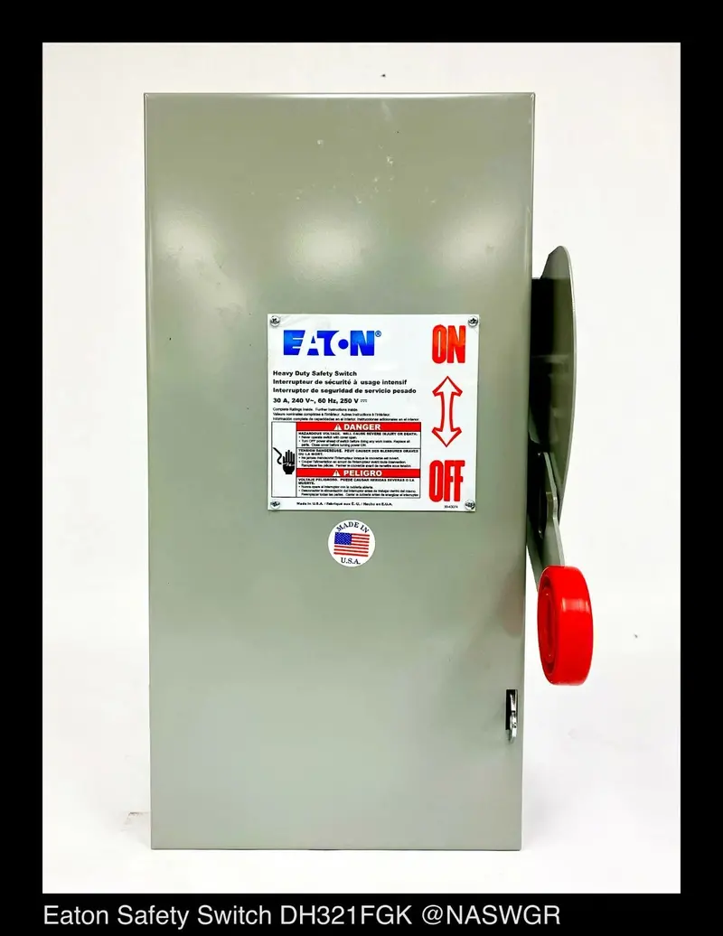Eaton Dh321Fgk 30A 240V 3-Pole Heavy-Duty Safety Switch – Nema 1 Enclosure, New In Box 1