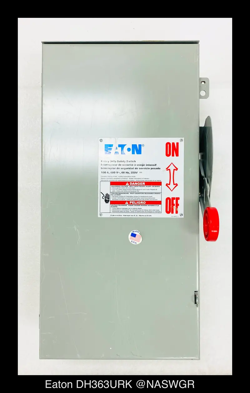 Eaton Dh363Urk Heavy-Duty 3-Pole Safety Switch – 100A, 600V, Nema 3R Rated 1
