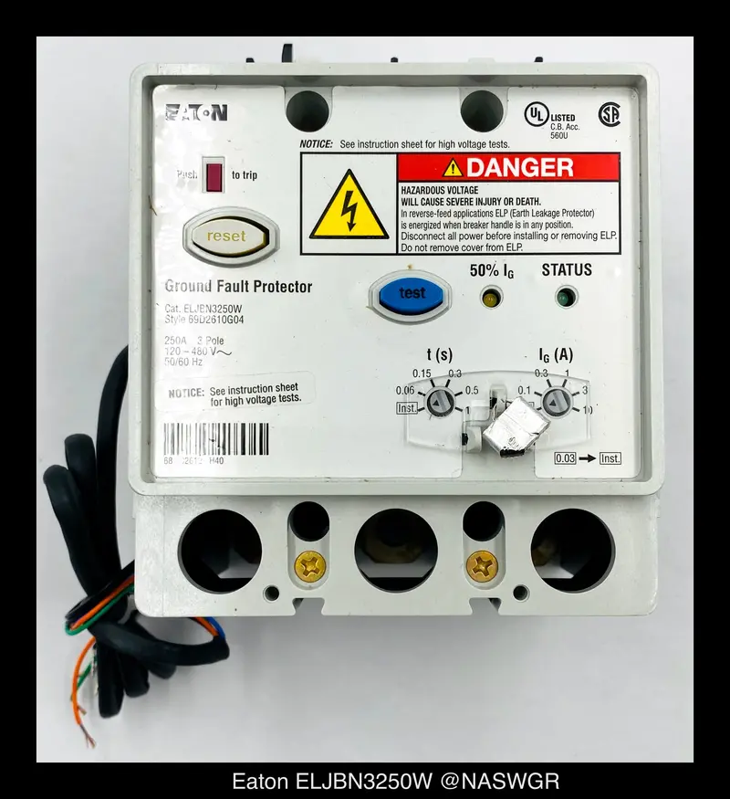 Eaton Eljbn3250W Earth Leakage Protection Module — 250A, Ground Fault Sensing 1