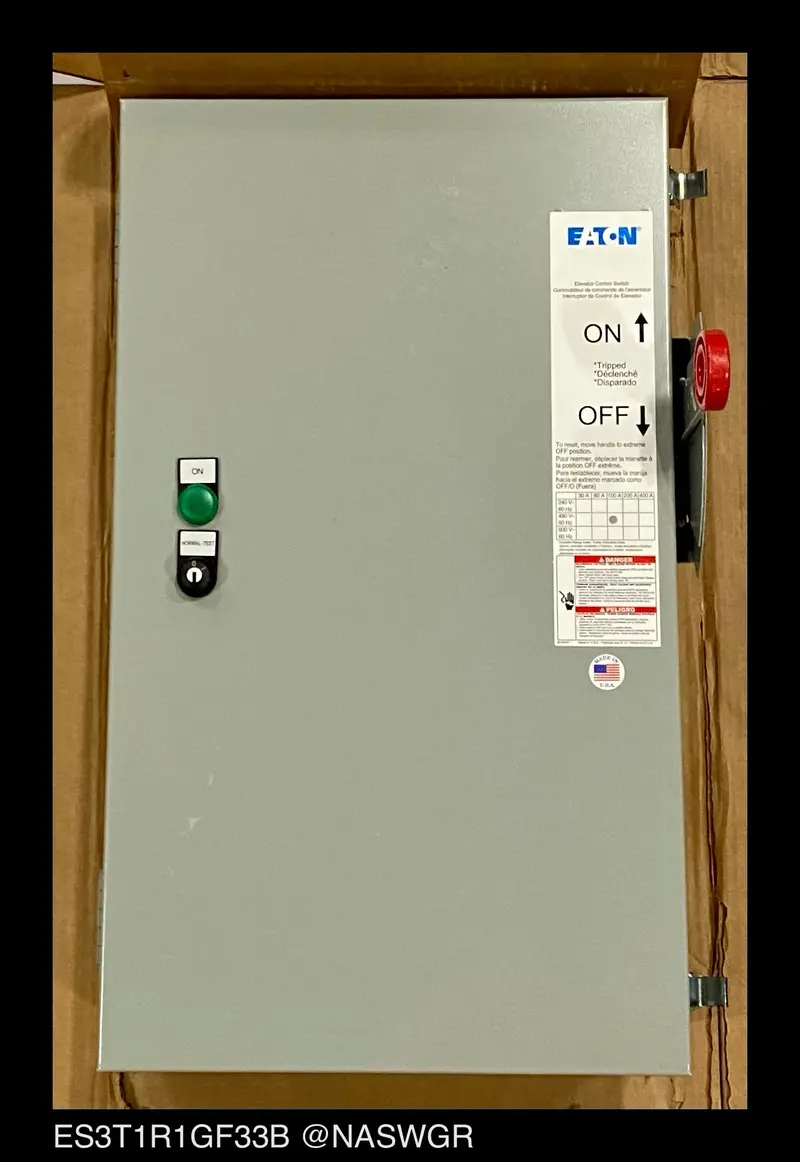 Eaton Es3T1R1Gf33B Elevator Duty Switch — 100A, 480V, Nema 3R Rated 1
