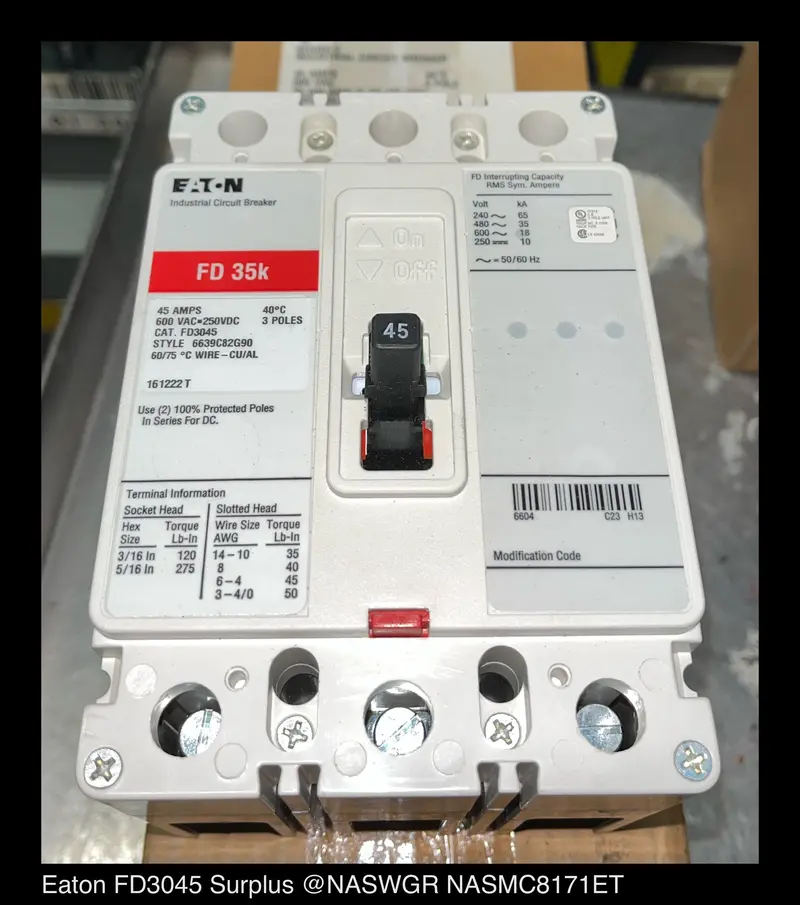 Eaton Fd3045 45A Molded Case Circuit Breaker — Reliable Thermal-Magnetic Protection 1
