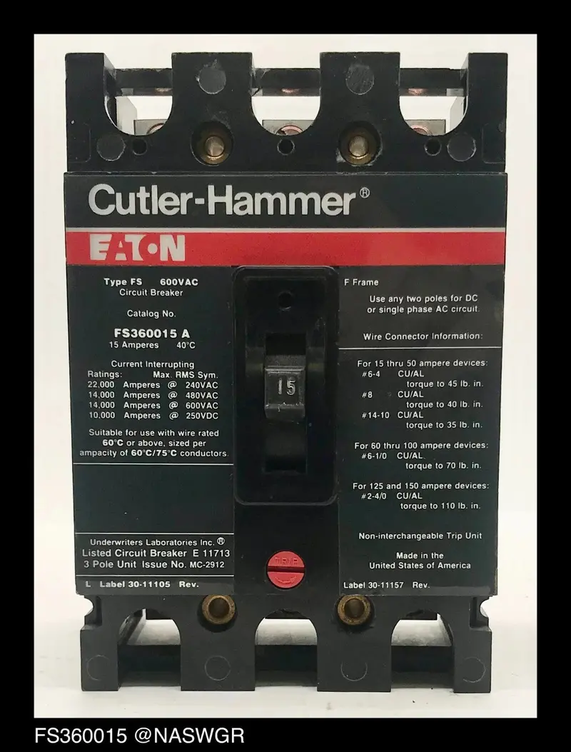 Eaton Fs360015A Tested 15-Amp Molded Case Circuit Breaker 1