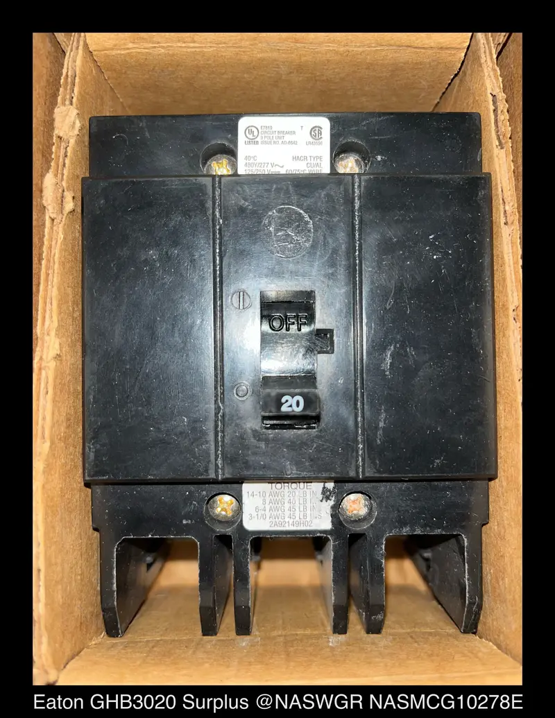 Eaton Ghb3020 20A Molded Case Circuit Breaker – Compact Thermal-Magnetic Protection – Unused 1