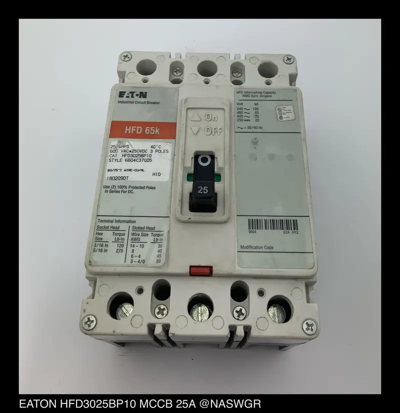 Eaton Hfd3025Bp10 Molded Case Circuit Breaker – 25A, Bolt-On 1