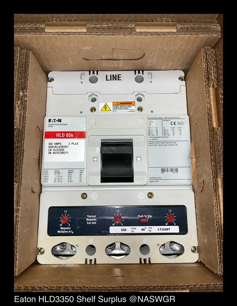 Eaton Hld3350 350A Molded Case Circuit Breaker – Thermal-Magnetic Trip, Ul 489 Certified – Unused 1