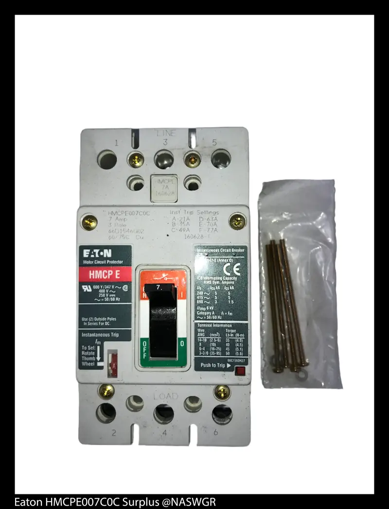 Eaton Hmcpe007C0C 7A Motor Circuit Protector – Thermal-Magnetic, Compact Design 1