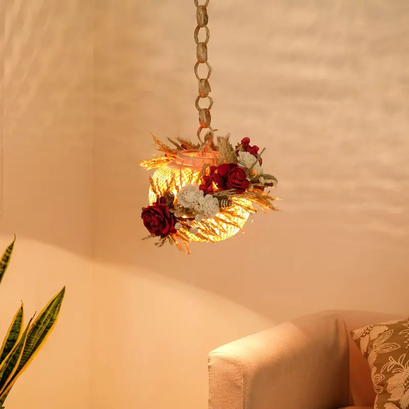 Eco-Friendly Floral Lantern In Red 1