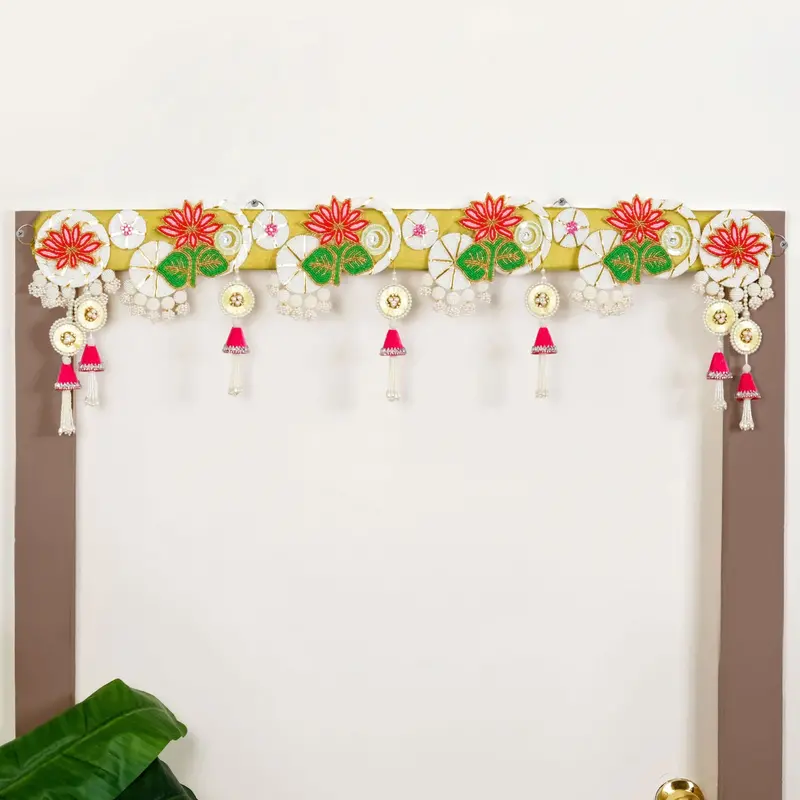 Elegant Lotus And Pearl Toran – Graceful Entryway Ornament 1