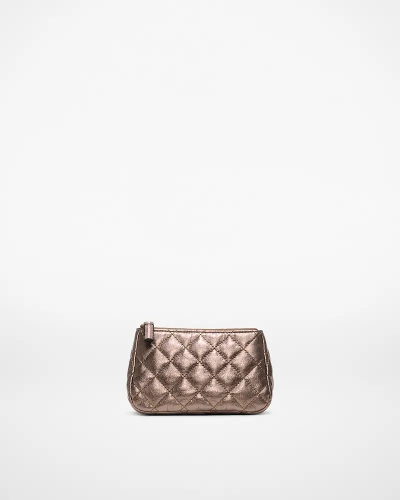 Espresso Metallic Leather Small Luna Cosmetic Pouch 1