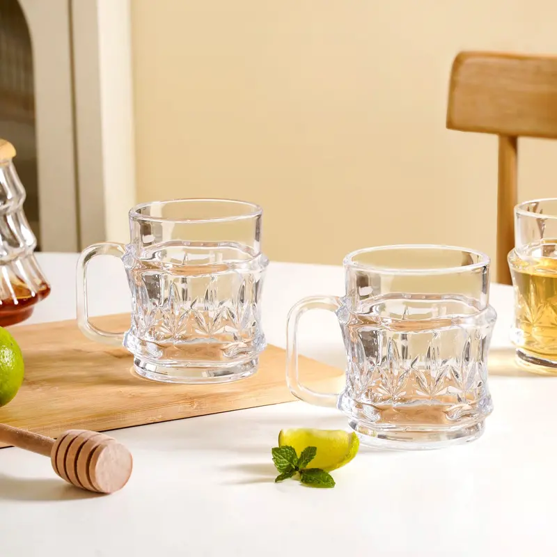 Etched Glass Tea Cup Set – 6-Piece, 165Ml Each 1