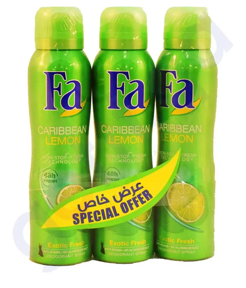 Fa Caribbean Lemon Deodorant – Triple Pack (3 × 150Ml) 1