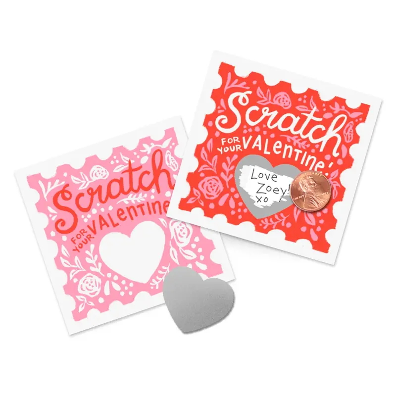 Floral Design Scratch-Off Valentine Cards – Elegant, Surprise-Reveal Greeting Cards By Inkling Paperie 1