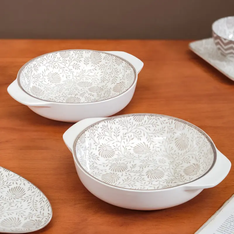 Floral Fiesta Handle Bowls – Two 1000Ml Ceramic Serving Bowls 1
