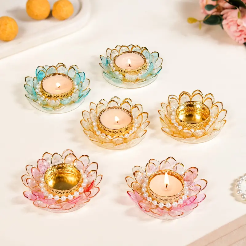 Floral-Themed Tealight Holder Set – Six Decorative Candle Cups 1