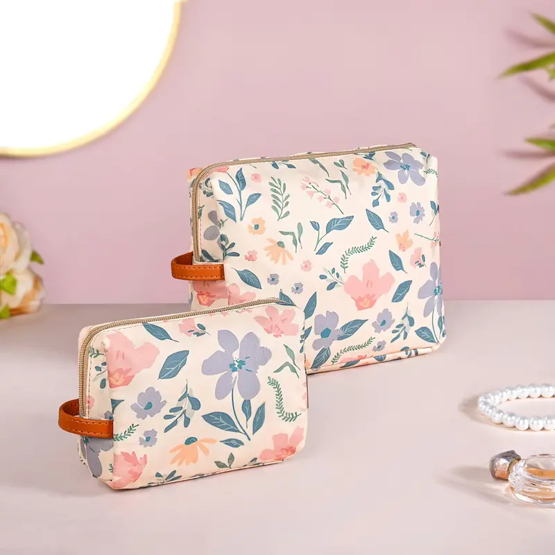 Floral-Themed Toiletry Kit Duo – Travel Bag Set (2-Piece) 1