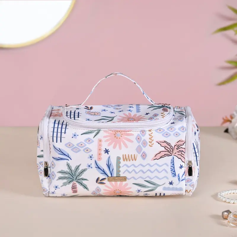 Floral Travel Organizer With Exterior Side Pockets 1