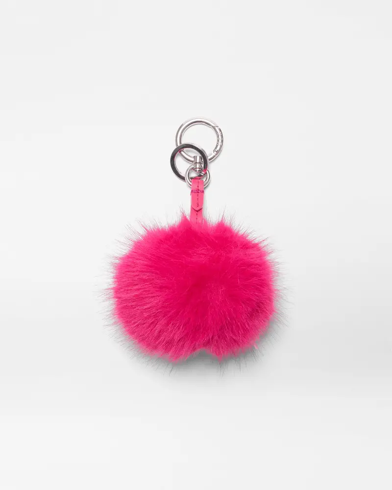 Fuchsia Pom-Pom Keychain – Playful Faux-Fur Accent 1