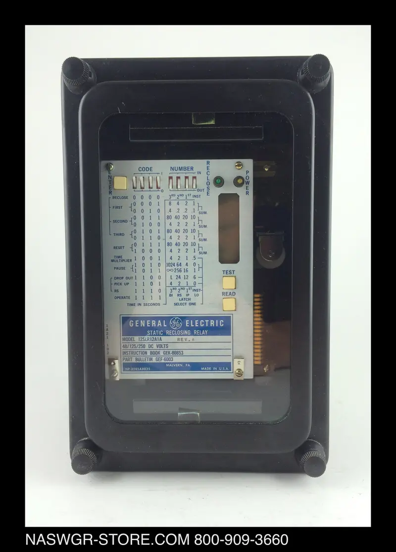 Ge 12Slr12A1A Static Reclosing Relay – Adjustable Dc Voltage Range: 48V / 125V / 250V 1