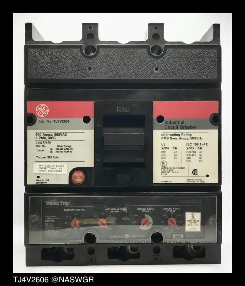 Ge Tj4V2606 600A Molded Case Circuit Breaker – Thermal-Magnetic Trip – New 1