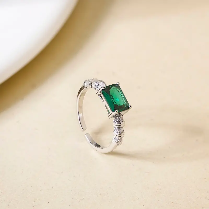 Geometric Green Gemstone Ring In Gold 1