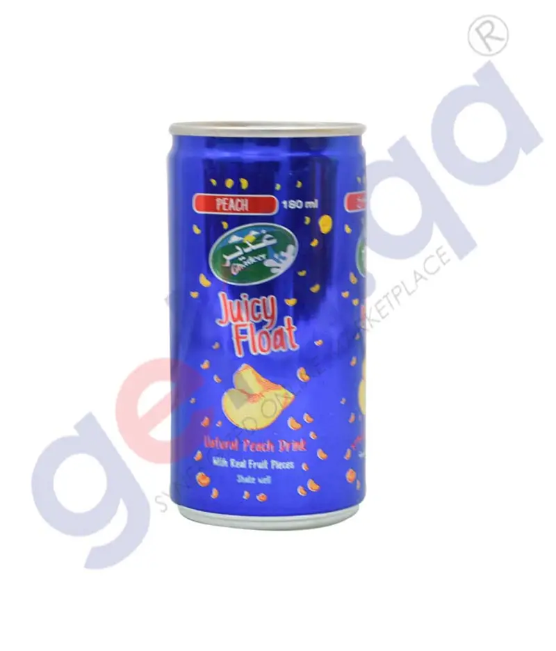 Ghadeer Juicy Floats Peach Sparkling Drink – Sweet & Fruity Effervescent Beverage 1